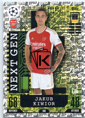 Fotbalová kartička 2023-24 Topps Match Attax UEFA Club Competitions Next Gen 390 Jakub Kiwior Arsenal