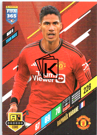 fotbalová karta Panini FIFA 365 2024 Adrenalyn MAU8  Raphaël Varane Manchester United Team Mate