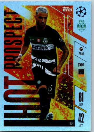Fotbalová kartička 2024-25 Topps Match Attax EXTRA UEFA Club Competitions Hot Prospect 354.  Zeno Debast (Sporting Clube de Portugal)