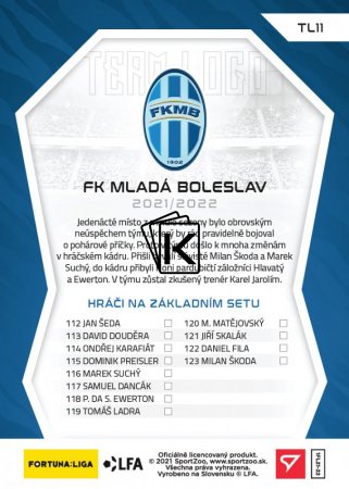 Týmový set 2021-22 SportZoo Fortuna Liga FK Mladá Boleslav (13 karet)