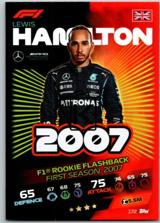 2021 Topps Formule 1 Turbo Attax Rookie Flashback 172 Lewis Hamilton Mercedes