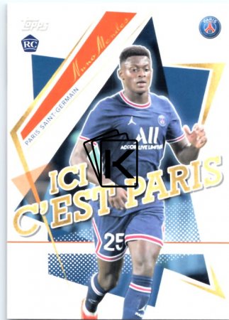 Fotbalová kartička Topps 2021-22 PSG Team Set Ici C’est Paris 46 Nuno Mendes RC