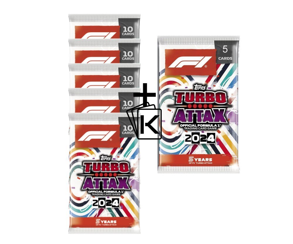 2024 Topps Turbo Attax Formula 1 Cards - Five-fold Mega Tin (60 Cards 6 LE
