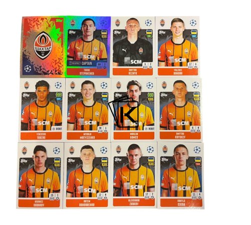 Týmový samolepkový set  2024-25 Topps Champions League Shakhtar Donetsk