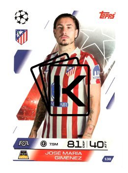 fotbalová kartička 2025-26 Topps Match Attax UCC 138 José María Giménez (Atlético de Madrid)