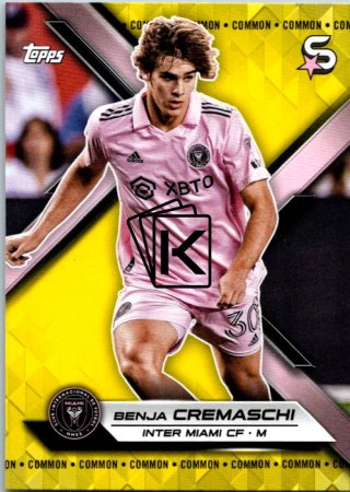 2024 Topps Superstars MLS 49 Benja Cremaschi Inter Miami Yellow Parallel Action
