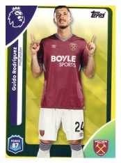 fotbalová kartička 2025-26 Topps  Premier League 280 Guido Rodríguez (West Ham United)-PARALLEL Yellow