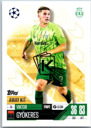 Fotbalová kartička 2024-25 Topps Match Attax EXTRA UEFA Club Competitions Away Kit 79.  Viktor Gyókeres (Sporting Clube de Portugal)