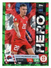 fotbalová karta Topps Match Attax EURO 2024 Green parallel Hero SRB 11 Sergej Milinkovič-Savič (Serbia)