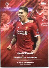 fotbalová kartička 2021 Topps O Jogo Bonito Roberto Firmino Liverpool FC Greates Moments 10 goals
