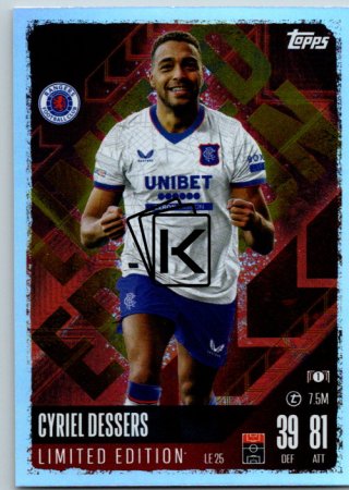 fotbalová kartička 2024-25 Topps Match Attax UEFA Club Competitions Limited Edition LE25 Cyriel Dessers (Rangers FC)