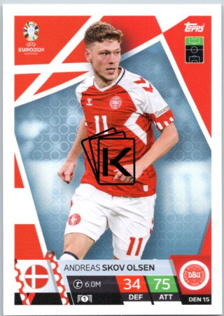 fotbalová karta Topps Match Attax EURO 2024 DEN15 Andreas Skov Olsen (Denmark)