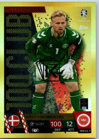 fotbalová karta Topps Match Attax EURO 2024 Limited Edition 100 CL 1.  Kasper Schmeichel (Denmark)