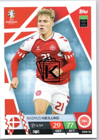 fotbalová karta Topps Match Attax EURO 2024 DEN16 Rasmus Højlund (Denmark)