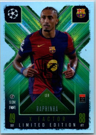 Fotbalová kartička 2024-25 Topps Match Attax EXTRA UEFA Club Competitions Limited Edition LE 6.  Raphinha (FC Barcelona)