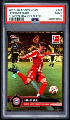 Gradovaná karta 2025-26 Topps Now Bundesliga Gold Foil #141 Lennart Karl /50 (RC) PSA 9