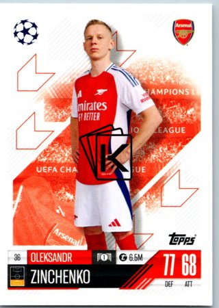 fotbalová kartička 2024-25 Topps Match Attax UEFA Club Competitions  36 Oleksandr Zinchenko (Arsenal)