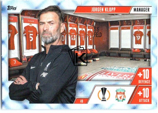 2023-24 Topps Match Attax EXTRA UEFA Club Competition Blue Crystal Parallel Managers 49 Jürgen Klopp (Liverpool)