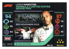 2020 Topps Formule 1 Turbo Attax 90 Live Action Lewis Hamilton Mercedes AMG