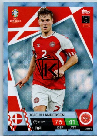 fotbalová karta Topps Match Attax EURO 2024 Blue Crystal DEN6 Joachim Andersen Denmark