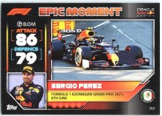 2022 Topps Formule 1Turbo Attax F1 Epic Moments 2021 263 Sergio Perez (Red Bull Racing)