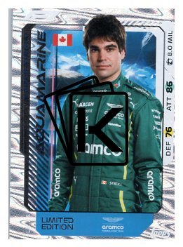 2025 Topps Turbo Attax F1 Aston Martin Limited Edition Aquamarine LE25 Lance Stroll