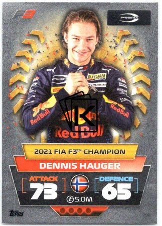 2022 Topps Formule 1Turbo Attax F1 Champions 2021 298 Dennis Hauger (PREMA Racing)