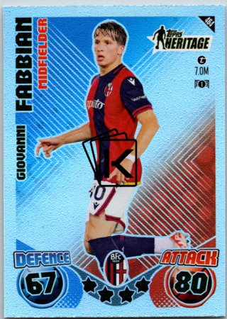 fotbalová kartička 2024-25 Topps Match Attax UEFA Club Competitions Topps Heritage 464 Giovanni Fabbian (Bologna FC 1909)