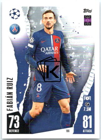 Fotbalová kartička 2023-24 Topps Match Attax UEFA Club Competitions 186 Fabían Ruiz Paris Saint-Germain