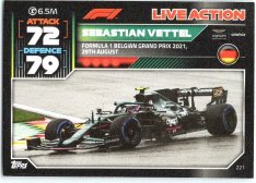 2022 Topps Formule 1Turbo Attax F1 Live Action 2021 221 Sebastian Vettel (Aston Martin)