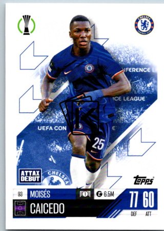 fotbalová kartička 2024-25 Topps Match Attax UEFA Club Competitions  93 Moises Caicedo (Chelsea)  -  Attax Debut