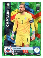 fotbalová karta Topps Match Attax EURO 2024 Green parallel SVN1 Jan Oblak (Slovenia)