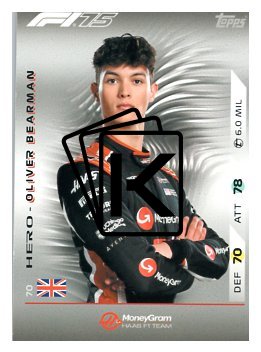 2025 Topps Turbo Attax F1 Moneygram Haas HP 70	Oliver Bearman