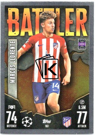 Fotbalová kartička 2023-24 Topps Match Attax UEFA Club Competitions 163 Marcos Llorente Atlético de Madrid
