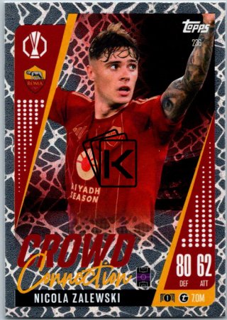 Fotbalová kartička 2024-25 Topps Match Attax EXTRA UEFA Club Competitions Crowd Connection 236 Nicola Zalewski (AS Roma)
