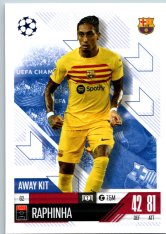 Fotbalová kartička 2024-25 Topps Match Attax EXTRA UEFA Club Competitions Away Kit 62.  Raphinha (FC Barcelona)