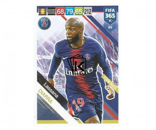 Fotbalová kartička Panini FIFA 365 – 2019 Team Mate 92 Lassana Diarra PSG
