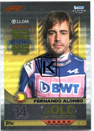 2022 Topps Formule 1 Turbo Attax F1  Limited Edition LE-10G Fernando Alonso (Alpine)