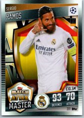 fotbalová kartička 2020-21 Topps Match Attax 101 Champions League Master 201 Sergio Ramos Real Madrid CF