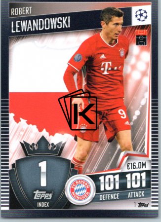 fotbalová kartička 2020-21 Topps Match Attax 101 Champions League 1 Robert Lewandowski FC Bayern München