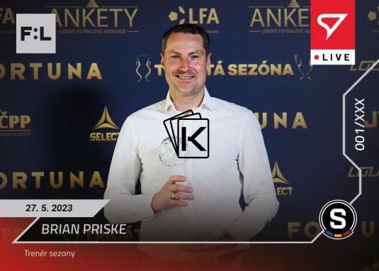 fotbalová kartička 2022-23 SportZoo Fortuna Liga Live L-118 Brian Priske AC Sparta Praha  / 118