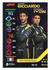 2020 Topps Formule 1Turbo Attax 39 Team Duo Daniel Riccardo & Esteban Ocon Renault