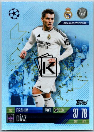 fotbalová kartička 2024-25 Topps Match Attax UEFA Club Competitions  130 Brahim Diaz (Real Madrid CF)