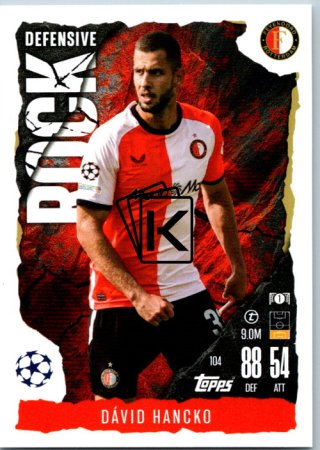 Fotbalová kartička 2024-25 Topps Match Attax EXTRA UEFA Club Competitions Defensive Rock 104 Dávid Hancko (Feyenoord)