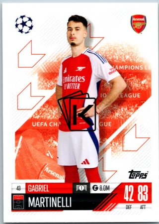 fotbalová kartička 2024-25 Topps Match Attax UEFA Club Competitions  43 Gabriel Martinelli (Arsenal)