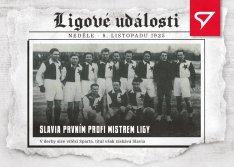 fotbalová kartička 2023 Sportzoo Dekády Ligové události LU-003 SLAVIA PRVNÍM PROFI MISTREM LIGY