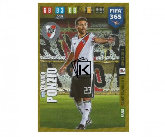 Fotbalová kartička Panini FIFA 365 – 2020 FANS FAVOURITE 301 Leonardo Ponzio River Plate