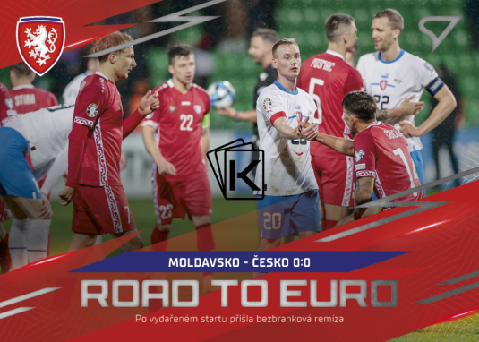 fotbalová kartička 2024 SportZoo Hrdí Lvi Road to EURO RE-04 Moldavsko - Česko 0:0