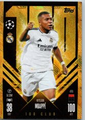 fotbalová kartička 2024-25 Topps Match Attax UEFA Club Competitions 100 club 476 Kylian Mbappé (Real Madrid CF)