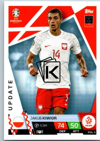 fotbalová karta Topps Match Attax EURO 2024 Update POL3 Jakub Kiwior (Poland)